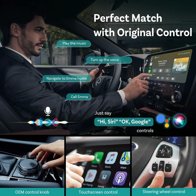 Alt view image 6 of 7 - OTTOCAST Mini Dongle Wireless CarPlay Adapter for iPhone & Android Auto Adapter 2-in-1 Convert Wired to Wireless Apple Car Play, Plug & Play, USB-C, Low Latency (2016+ Cars, iOS 10+/Android 11+)