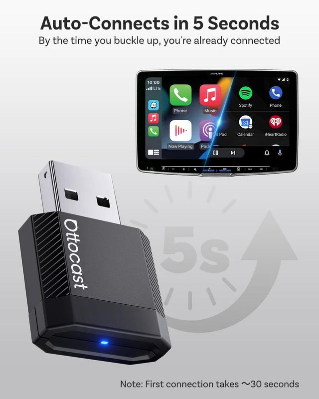 Alt view image 4 of 7 - OTTOCAST Mini Nova 2-in-1 Wireless CarPlay & Android Auto Adapter, Black | Ultra Slim, 2026 Upgraded Plug & Play Adapter, Features Built-in AI Assistance Including Claude, Gemini, and ChatGPT