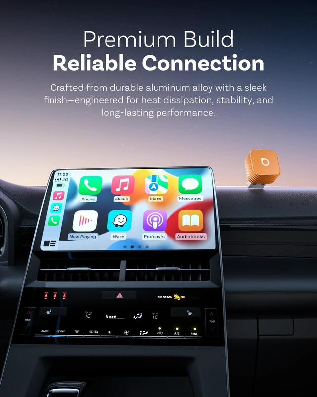 Alt view image 5 of 7 - OTTOCAST Mini Cube 3.0 Wireless CarPlay & Android Auto Adapter 2026 Plug & Play, Fast Auto-Reconnect (Orange)
