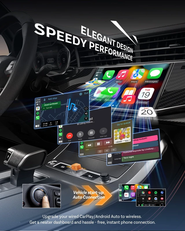 Alt view image 2 of 7 - OTTOCAST Mini Cube 3.0 Wireless CarPlay & Android Auto Adapter 2026 Plug & Play, Fast Auto-Reconnect (Orange)