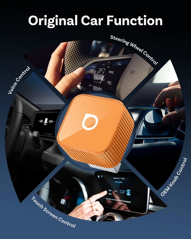 Alt view image 7 of 7 - OTTOCAST Mini Cube 3.0 Wireless CarPlay & Android Auto Adapter 2026 Plug & Play, Fast Auto-Reconnect (Orange)