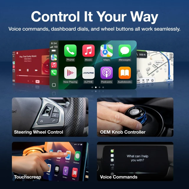 Alt view image 4 of 7 - Drivio Wireless CarPlay Adapter for iPhone & Android Auto USB C & A | USB CarPlay Wireless Adapter, 2026 Bluetooth Car Play Dongle Apple Play for Car Accessories