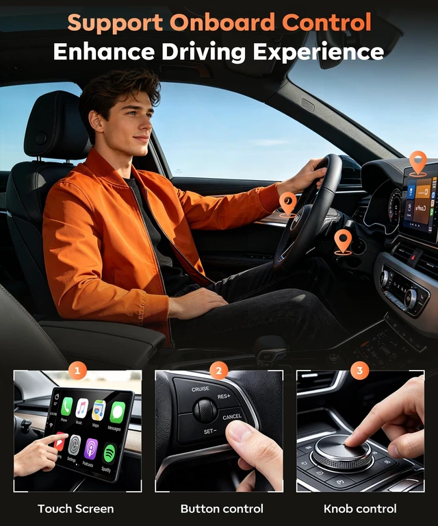 Alt view image 4 of 7 - Beyn Wireless CarPlay Adapter for iPhone & Android - Convert Wired to Wireless CarPlay & Android Auto - Dual-Band Zero Latency for iOS 10+ & Android 11+, Fits 2016+ Wired Cars