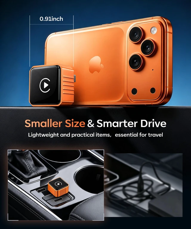 Alt view image 7 of 7 - Beyn Wireless CarPlay Adapter for iPhone & Android - Convert Wired to Wireless CarPlay & Android Auto - Dual-Band Zero Latency for iOS 10+ & Android 11+, Fits 2016+ Wired Cars