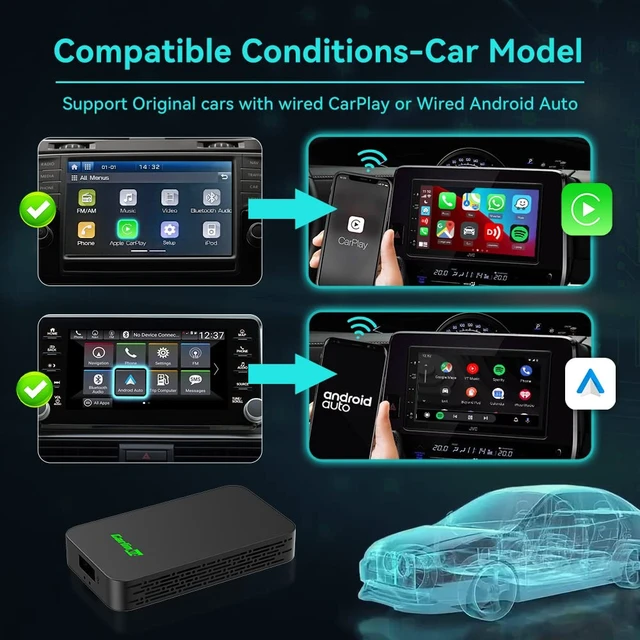 Alt view image 3 of 7 - Carlinkit 5.0 2air Wireless CarPlay Android Auto Adapter for OEM Wired Cars | Wired to Wireless,Plug & Play,2.4/5GHz Dual-WiFi,OTA Upgrade