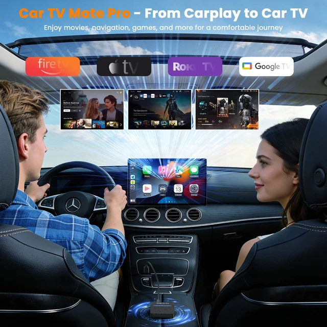 Alt view image 2 of 7 - Car TV Mate Pro, Wireless CarPlay & HDMI Adapter, Compatible with Fire TV Stick, iPhone, Screen Throwers, Car Video Box Compatible with Factory Wired CarPlay Vehicles from 2016 & iOS 10+ i Phone