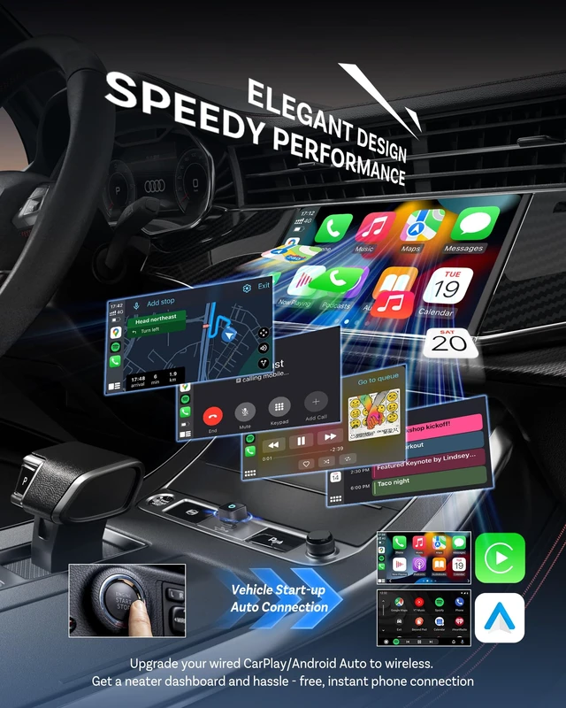 Alt view image 2 of 7 - OTTOCAST Mini Cube 3.0 USB C Wireless CarPlay & Android Auto Adapter 2026 Plug & Play, Fast Auto-Reconnect (Black)