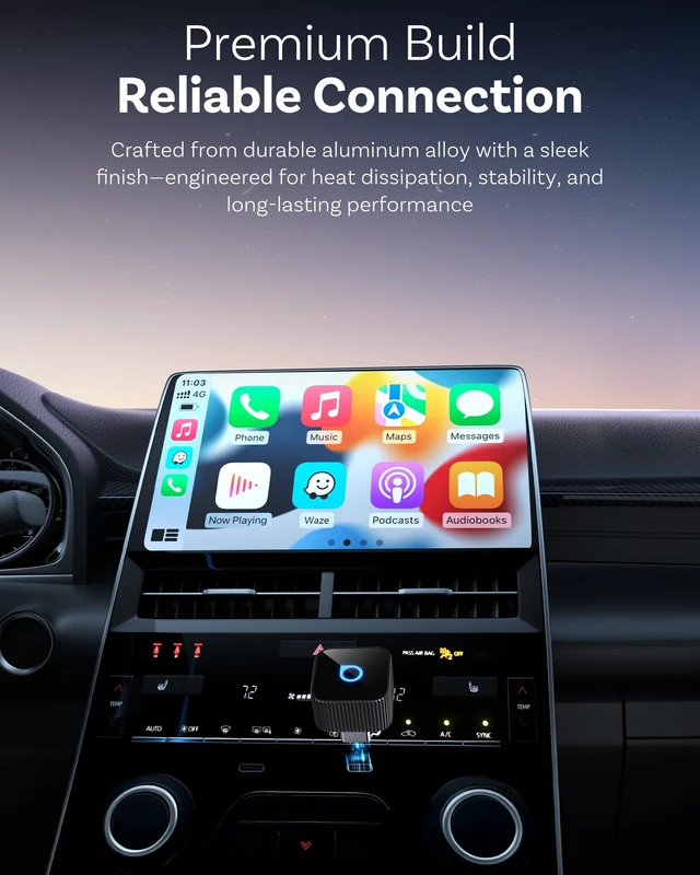 Alt view image 6 of 7 - OTTOCAST Mini Cube 3.0 USB C Wireless CarPlay & Android Auto Adapter 2026 Plug & Play, Fast Auto-Reconnect (Black)