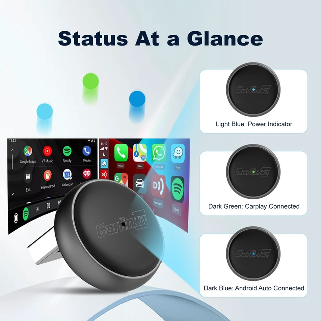 Alt view image 7 of 7 - Carlinkit Wireless CarPlay & Android Auto Adapter - Mini Ultra 3 Convert OEM Wired to Wireless Dongle for iPhone & Android 11+, USB-A/Type-C Plug & Play, Fast Connection, Online Upgrade