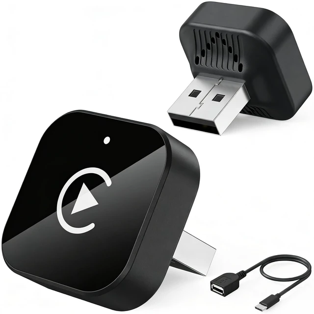 Main image of (2026 Upgraded) 2 in 1 Wireless CarPlay Adapter for Apple iPhoneAndroid | Small Size,Plug and PlayFast Use Supports 1000+ Cars Wireless Adapter for CarPlayAndroid-No Latency to Screen(Black)