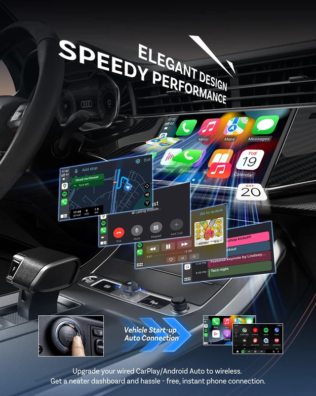 Alt view image 2 of 7 - Ottocast Mini Cube 3.0 Wireless CarPlay & Android Auto Adapter 2026 Plug & Play, Fast Auto-Reconnect (Black)