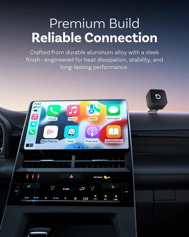 Alt view image 4 of 7 - Ottocast Mini Cube 3.0 Wireless CarPlay & Android Auto Adapter 2026 Plug & Play, Fast Auto-Reconnect (Black)