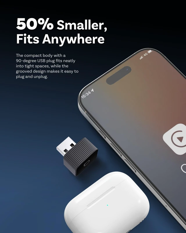 Alt view image 6 of 7 - Ottocast Mini Cube 3.0 Wireless CarPlay & Android Auto Adapter 2026 Plug & Play, Fast Auto-Reconnect (Black)
