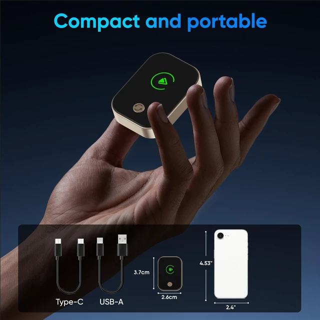 Alt view image 5 of 7 - PABXTATU 2026 Wireless Carplay Adapter for iPhone,Convert Wired to Wireless with One Click Multi Device Switch,Auto-Connect,No Delay for Cars 2018+ with Built-in Carplay (with Buttons)