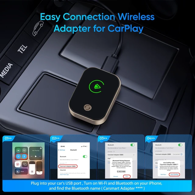 Alt view image 7 of 7 - PABXTATU 2026 Wireless Carplay Adapter for iPhone,Convert Wired to Wireless with One Click Multi Device Switch,Auto-Connect,No Delay for Cars 2018+ with Built-in Carplay (with Buttons)