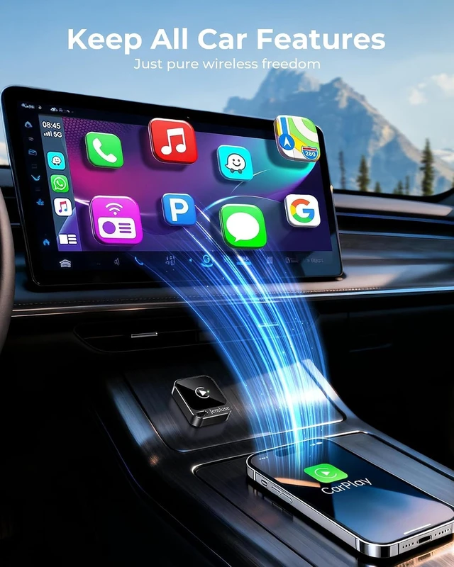 Alt view image 3 of 7 - Jemluse Wireless CarPlay Adapter for Apple, Mini Car Play Dongle for iPhone iOS 10+, Plug & Play for Cars from 2016+ w/USB-C, Works with CarPlay-Enabled Marine Stereo Receivers & Head Units