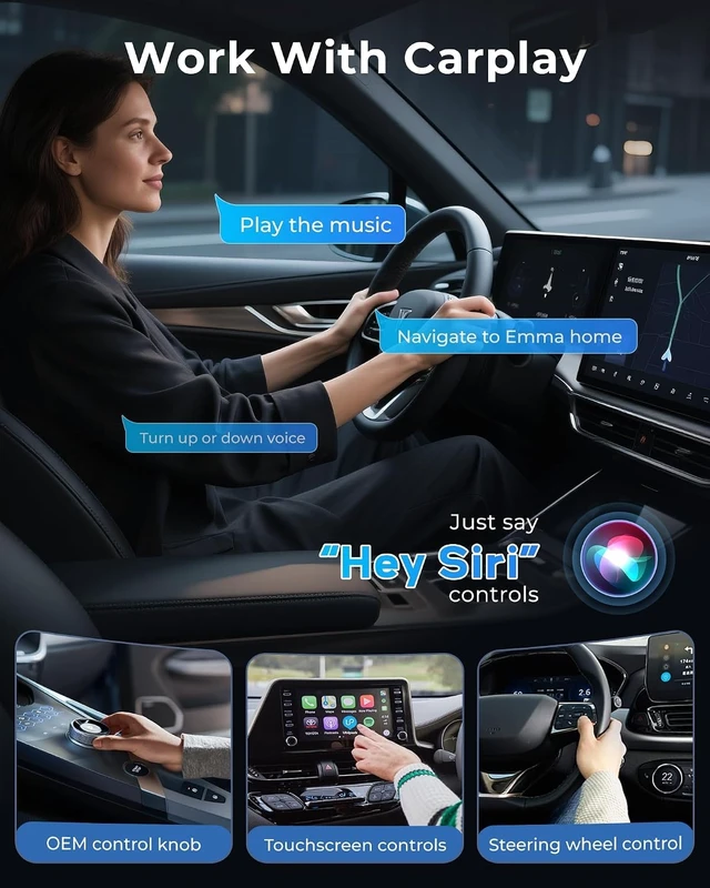 Alt view image 5 of 7 - Jemluse Wireless CarPlay Adapter for Apple, Mini Car Play Dongle for iPhone iOS 10+, Plug & Play for Cars from 2016+ w/USB-C, Works with CarPlay-Enabled Marine Stereo Receivers & Head Units