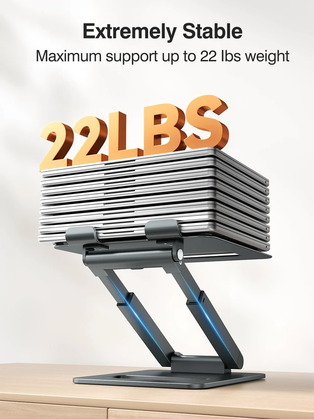 Alt view image 7 of 7 - tounee Laptop Stand for Desk Adjustable Height, Telescopic Computer Stand with Pull Out Design Ergonomic Laptop Riser Fits All Laptops 10-16"-Gray