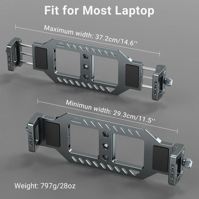 Alt view image 3 of 7 - Laptop Tripod Mount with 1/4" & 3/8" Screw Holes, Arca Swiss Plate, Rubber Pad for Secure Laptop Holding Works with Tripod Head for Vertical/Horizontal Ideal for Musicians, Studio Recording