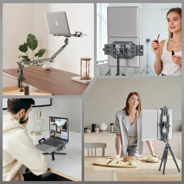 Alt view image 7 of 7 - Laptop Tripod Mount with 1/4" & 3/8" Screw Holes, Arca Swiss Plate, Rubber Pad for Secure Laptop Holding Works with Tripod Head for Vertical/Horizontal Ideal for Musicians, Studio Recording