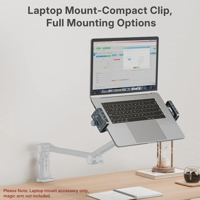 Alt view image 5 of 7 - Laptop Tripod Mount with 1/4" & 3/8" Screw Holes, Arca Swiss Plate, Rubber Pad for Secure Laptop Holding Works with Tripod Head for Vertical/Horizontal Ideal for Musicians, Studio Recording