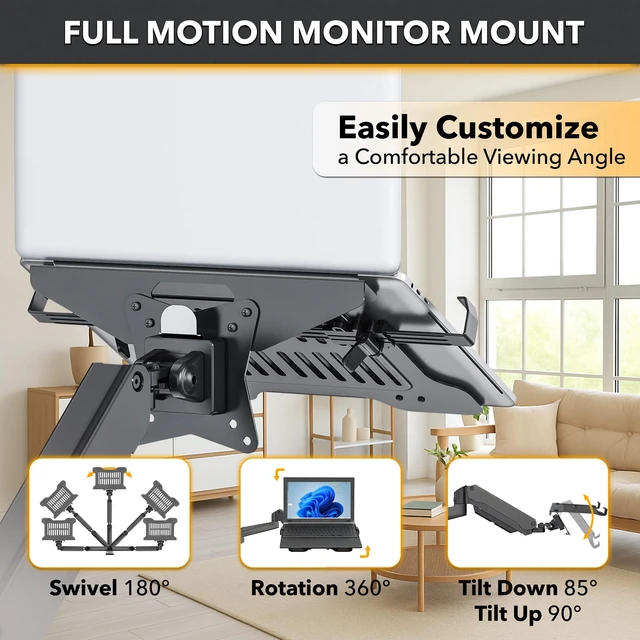 Alt view image 6 of 7 - CondoMounts CLMLTP1016 Ergonomic Laptop Mount for Poles | Fits Devices Up to 19" | 360° Rotation | Anti-Slip Tray | Tool-Free Strap Mounting | Outdoor, Industrial & Mobile Workstations