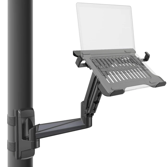 Alt view image 2 of 7 - CondoMounts CLMLTP1016 Ergonomic Laptop Mount for Poles | Fits Devices Up to 19" | 360° Rotation | Anti-Slip Tray | Tool-Free Strap Mounting | Outdoor, Industrial & Mobile Workstations