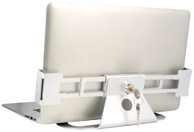 Main image of Full Metal Laptop Security Lock Adjustable Laptop Locking Station for MacBook & Surface (12-18), Laptop Desk Mount with 2 Keys