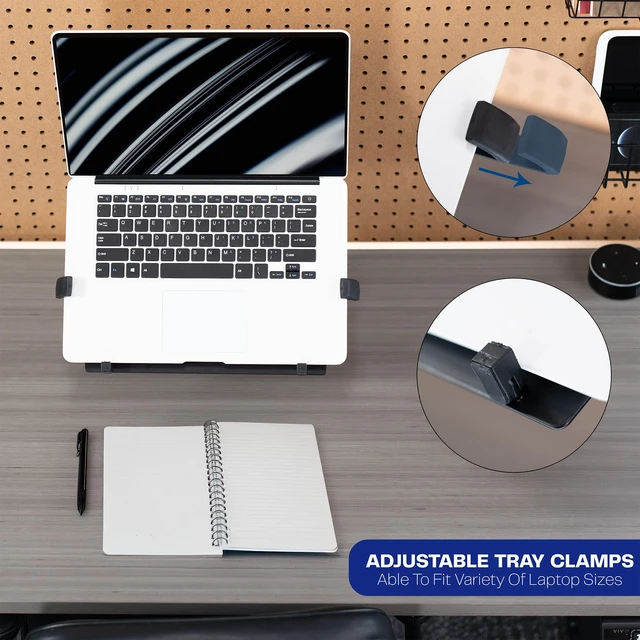 Alt view image 6 of 7 - VIVO Black Pegboard Compatible 10-15.6 in Laptop Mount Holder, MOUNT-PB2L | Adjustable Notebook Tray, Fits Peg Boards up to 0.25 in Thick with 1 in Hole Spacing, Holds 17.6 lbs