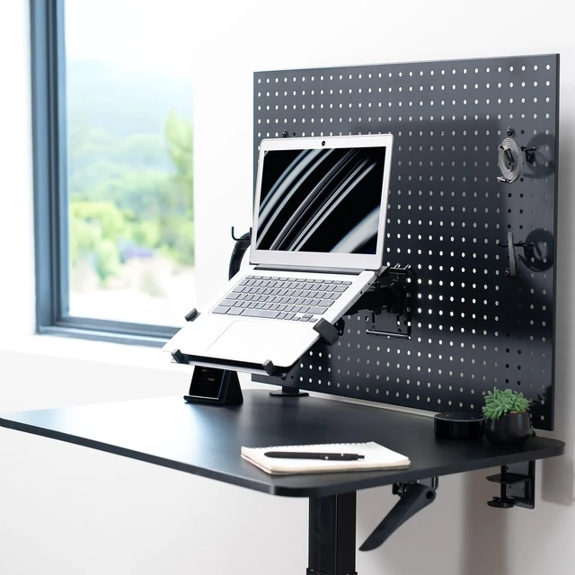 Alt view image 5 of 7 - VIVO Black Pegboard Compatible 10-15.6 in Laptop Mount Holder, MOUNT-PB2L | Adjustable Notebook Tray, Fits Peg Boards up to 0.25 in Thick with 1 in Hole Spacing, Holds 17.6 lbs