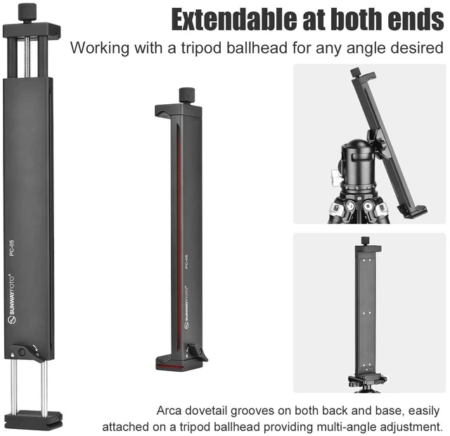 Alt view image 4 of 7 - SUNWAY PC-05 Universal Big Laptop Stand for Arca Swiss Tripod, Laptop Holder for MacBook pro, Tablet Mount for Pad, Tripod Pad Adapter