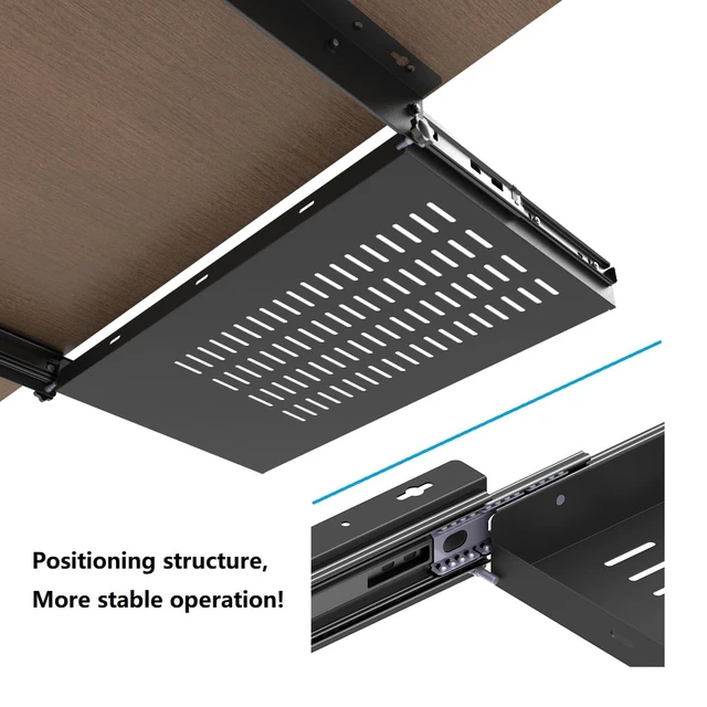Alt view image 4 of 5 - JINGCHENGMEI 21 inch Sliding Under Desk Laptop Mount Tray with Air Vents | Metal Under Desk Slide Out Tray for Laptop (21 Inch)