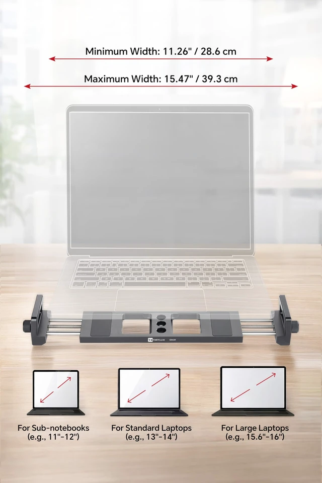 Alt view image 3 of 7 - CH-01 Laptop Tripod Mount, Adjustable Laptop Holder with Arca Swiss Plate | 1/4" & 3/8" Screw Holes, Anti-Slip Rubber Pad, Fits 11.26" to 15.47" Wide Laptops for Recording, Streaming & Studio Use