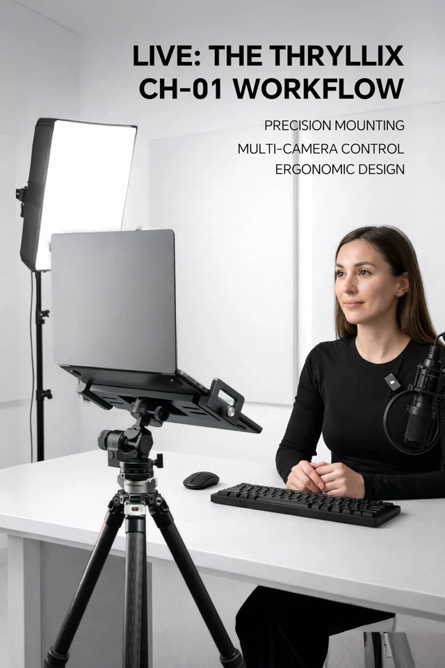 Alt view image 7 of 7 - CH-01 Laptop Tripod Mount, Adjustable Laptop Holder with Arca Swiss Plate | 1/4" & 3/8" Screw Holes, Anti-Slip Rubber Pad, Fits 11.26" to 15.47" Wide Laptops for Recording, Streaming & Studio Use