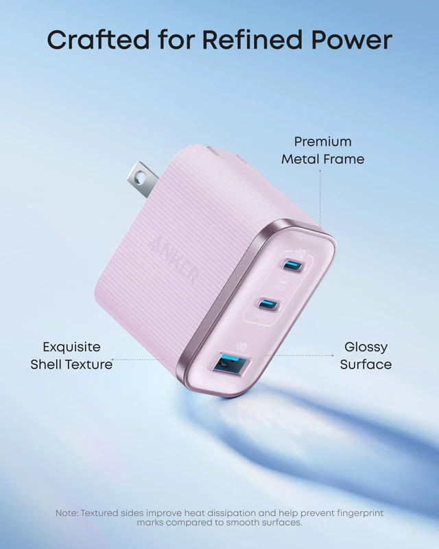 Alt view image 5 of 6 - Anker Nano 70W Max 3-Port Fast Charger USB C, Type C Charger Fast Charging | Compact and Stylish USB C Charger Block,for iPhone 18 Pro/17/17 Pro Max/16 Series, MacBook Pro, iPad(Pink, Cable Included)