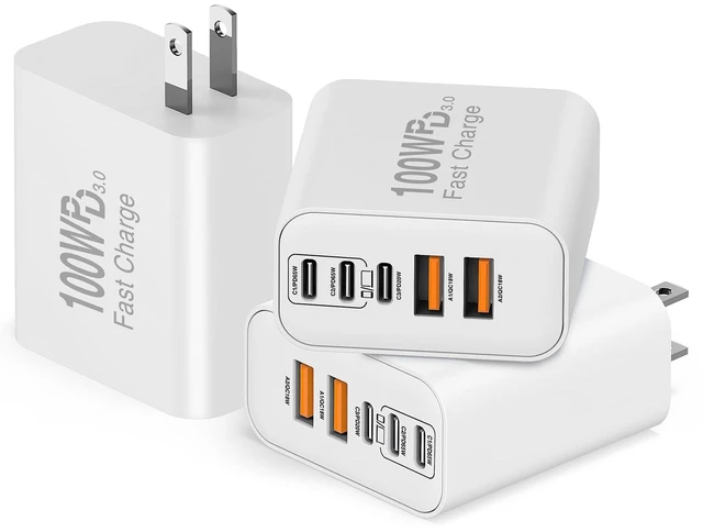 Main image of QZIIW 100W USB C Wall Fast Charger Block,5-Port Type C Fast Charging Block | 3 Pack-PD Power Charger Adapter QC 3.0 USB Multiport Charger Brick For iPhone 17 16 18 Pro, Samsung series MacBook