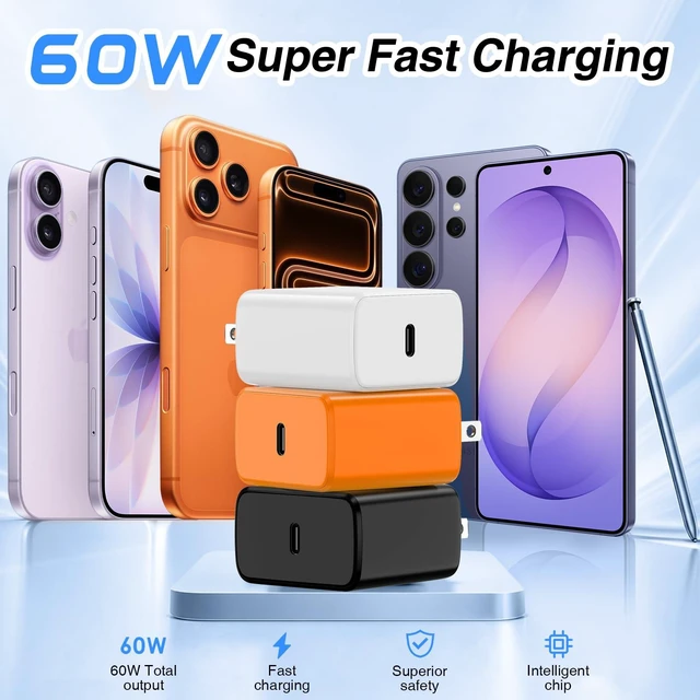 Alt view image 4 of 7 - QZIIW 60W Super Fast Charger Type C for iPhone 15 16 17 18 Pro Max Samsung | 3Pack Extra Long 60W 3/6/10FT USB C Cable - PD Quick Charging 3.0 for iPhone 18 Pro iPhone 17 16 15