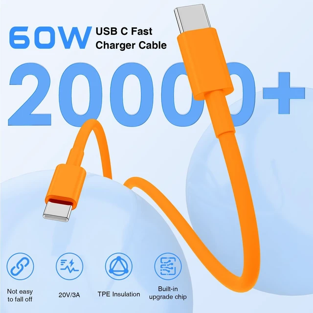 Alt view image 5 of 7 - QZIIW 60W Super Fast Charger Type C for iPhone 15 16 17 18 Pro Max Samsung | 3Pack Extra Long 60W 3/6/10FT USB C Cable - PD Quick Charging 3.0 for iPhone 18 Pro iPhone 17 16 15