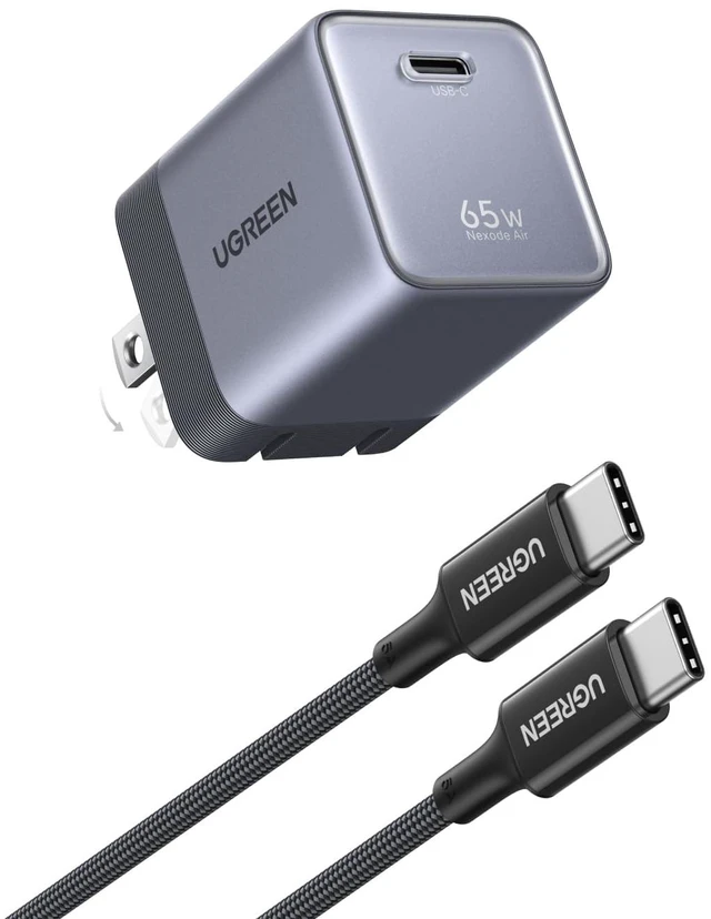 Main image of UGREEN Nexode Air 65W USB C GaN Charger Block with 3.3ft Cable, Black | AVS Fast Charging for iPhone 18 Pro Max, Mini Size (1.22 × 1.30 × 1.59 in), for MacBook, iPhone 18/17, Galaxy S26/S25, Pixel