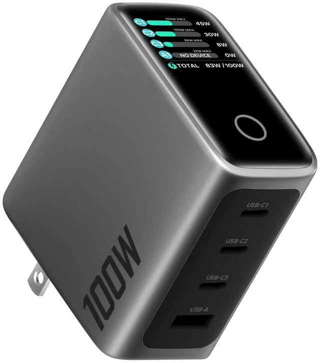 Main image of USB C Charger Block 100W, 4-Port GaN Fast Wall Charger with Smart Display, Compact Adapter with Touch Control for MacBook Pro/Neo/Air M4/M5/iPhone 17 16Series/iPad Pro/Samsung Galaxy/Dell15/HP Laptop