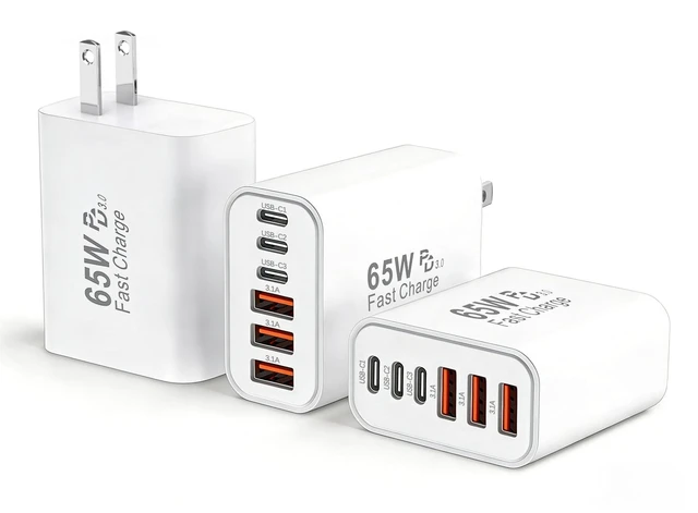 Main image of 65W USB C Charger Block,3Pack 6-Port Type C Fast Phone Charging Block Cube PD Multiport USB C Power Adapter+QC 3.0 USB A Wall Plug for Apple iPhone 17/16/15/14/13/12/11 Pro Max/Plus/Air,iPad,Galaxy