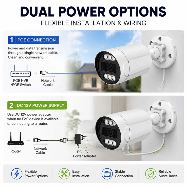 Alt view image 7 of 7 - HIKJBSET 5MP PoE IP Bullet Security Camera Outdoors, 2.8MM 108° Wide Angle | 100ft Night Vision,Two-Way Audio, IP67 Waterproof, ONVIF Compatible for Home & Business Surveillance