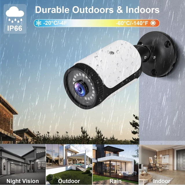 Alt view image 3 of 6 - DCSEC HD 180 Degree Wide Angle View 2.0MP 1080p Security Camera 4-in-1 CCTV Bullet Wired Cam BNC, AHD/TVI/CVI/CVBS, Analog Coax Coaxial Surveillance Video AddOn Camera for Indoor/Outdoor Use