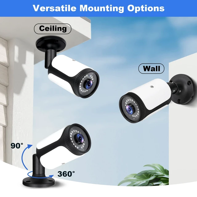 Alt view image 4 of 6 - DCSEC HD 180 Degree Wide Angle View 2.0MP 1080p Security Camera 4-in-1 CCTV Bullet Wired Cam BNC, AHD/TVI/CVI/CVBS, Analog Coax Coaxial Surveillance Video AddOn Camera for Indoor/Outdoor Use