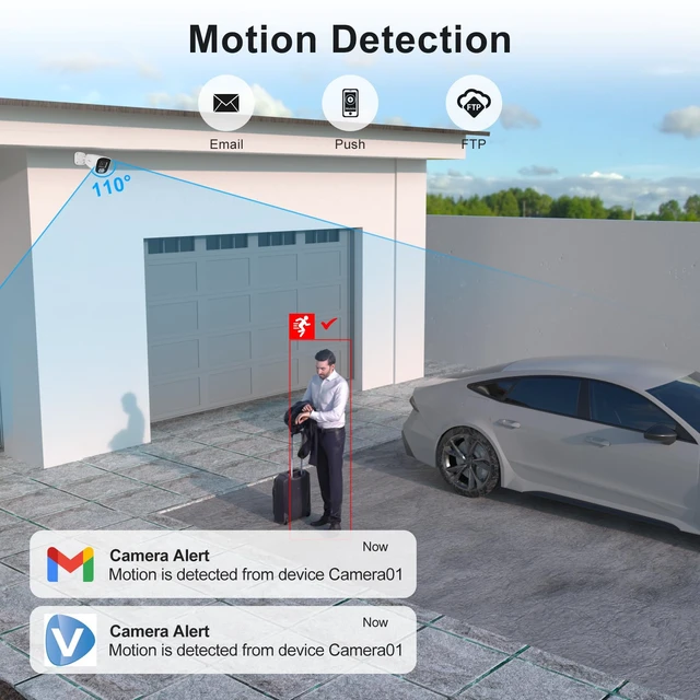 Alt view image 2 of 7 - Anpviz 4MP PoE Security IP Bullet Camera with Microphone/Audio Outdoor | Night Vision 65ft, Waterproof IP66, 108° Wide Angle 2.8mm Lens, 24/7 Recording, IPC-B8740W-S (U Series)
