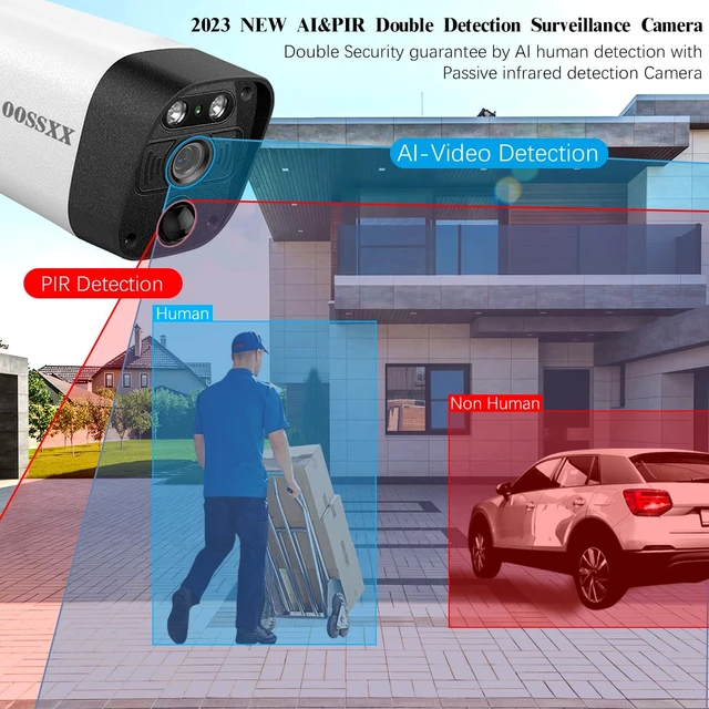Alt view image 6 of 7 - OOSSXX 5MP Security Wireless Camera System Outdoor Exterior Cameras | 130° Wide Angle, 2-Way Audio, PIR/AI Huamn Detection, Dual Antennas for 55% Longer Range WiFi, IP66, Free APP Remote Control