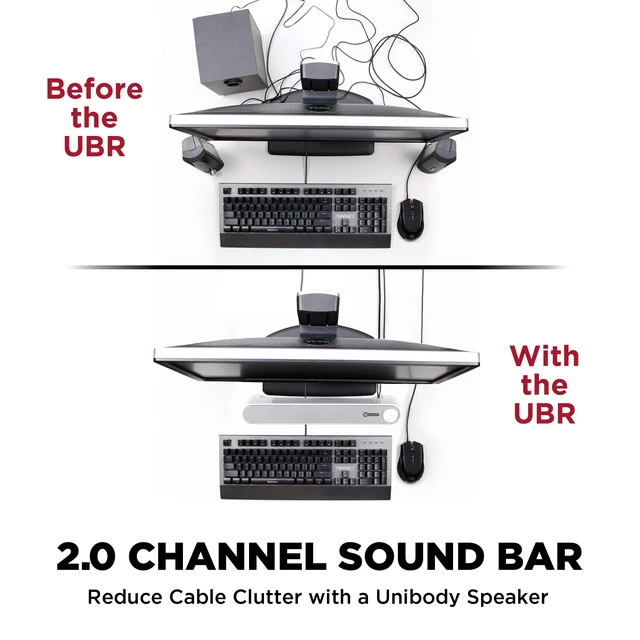 Alt view image 6 of 7 - GOgroove Computer Speaker Mini Soundbar - USB Powered PC Sound Bar with Easy Setup Wired AUX, Stereo Audio, Microphone Port, Volume Control Knob, Under Monitor Design for Desktop (White)