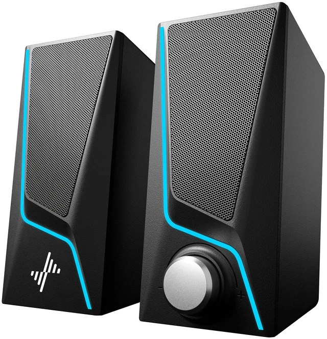 Main image of Nylavee Computer Speakers for Desktop, PC Speakers with 9 Lighting Modes | USB Powered with 3.5mm AUX, Dual Speaker Units and 2 Bass-Boost Ports for PCs, Laptops and Monitors