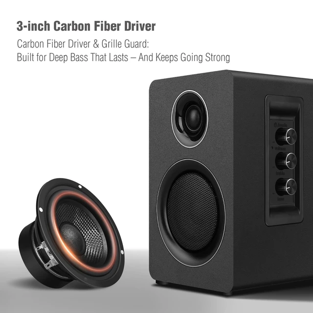 Alt view image 2 of 7 - Computer Speakers, Bluetooth 5.3, USB-C, AUX/RCA, 3-Inch Woofer, Black