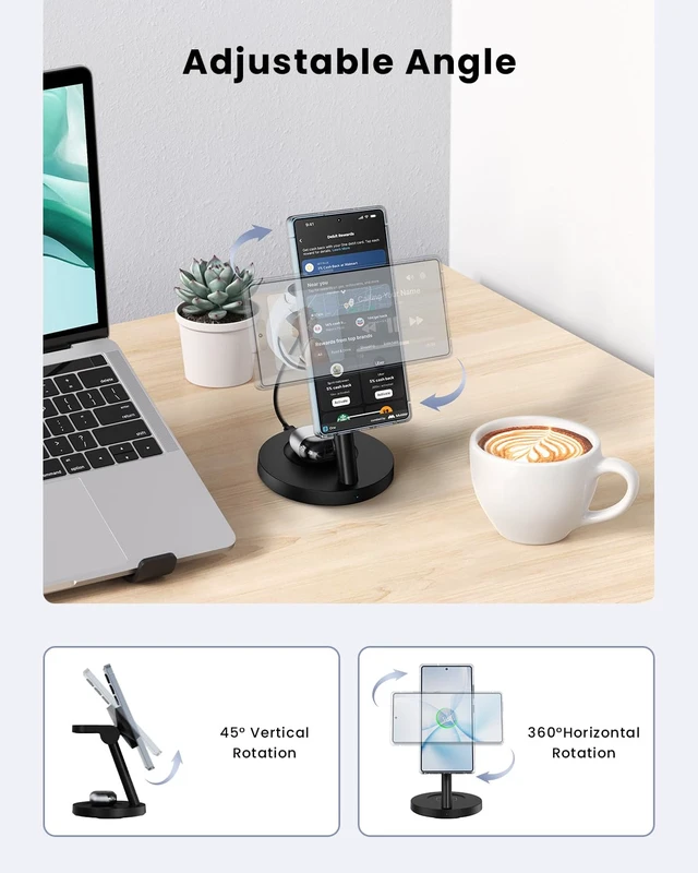 Alt view image 7 of 7 - Qi2.2 25W Wireless Charger for Samsung - Joygeek Fast Magnetic Charging Station for Galaxy S26/S25 Ultra/Z Fold8 Ultra/Z Fold Flip8/7, Watch 8 Ultra/7/6/5 & Buds 4/3 ProNot for Watch9 / Ultra2